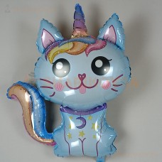 Шар (35''/89 см) Фигура, Котенок Единорог, Голубой
